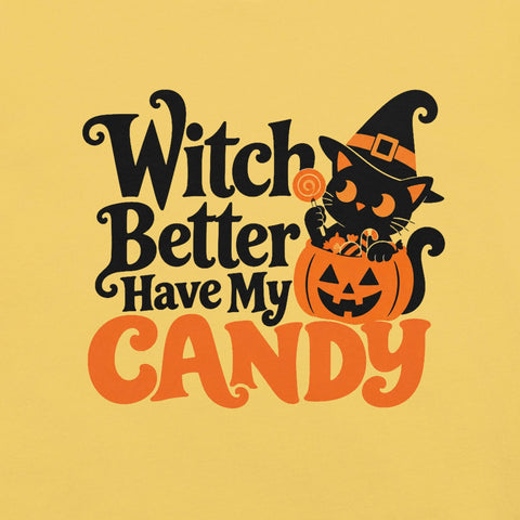 Witch Better Have My Candy T-Shirt - Cute Halloween Witch Cat and Pumpkin Graphic Tee - Image 34