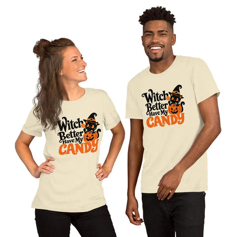 Witch Better Have My Candy T-Shirt - Cute Halloween Witch Cat and Pumpkin Graphic Tee - Image 44