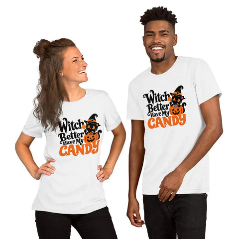 Witch Better Have My Candy T-Shirt - Cute Halloween Witch Cat and Pumpkin Graphic Tee - Image 48