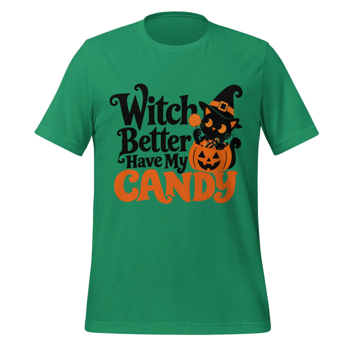 Witch Better Have My Candy T-Shirt - Cute Halloween Witch Cat and Pumpkin Graphic Tee