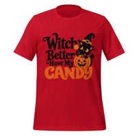 Witch Better Have My Candy T-Shirt - Cute Halloween Witch Cat and Pumpkin Graphic Tee