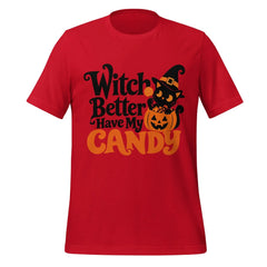 Witch Better Have My Candy T-Shirt - Cute Halloween Witch Cat and Pumpkin Graphic Tee