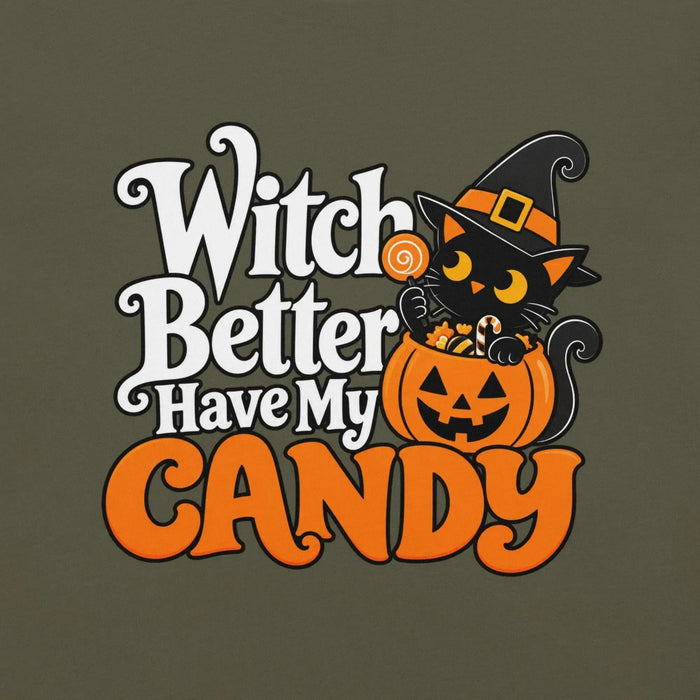 Witch Better Have My Candy T-Shirt - Halloween Black Cat and Pumpkin Graphic Tee