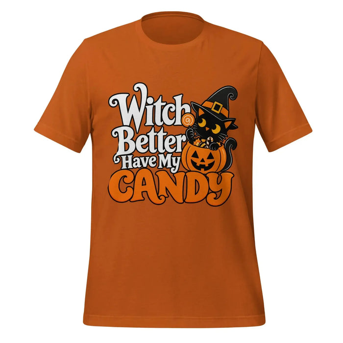Witch Better Have My Candy T-Shirt - Halloween Black Cat and Pumpkin Graphic Tee