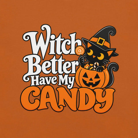 Witch Better Have My Candy T-Shirt - Halloween Black Cat and Pumpkin Graphic Tee - Image 14