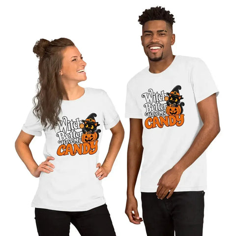 Witch Better Have My Candy T-Shirt - Halloween Black Cat and Pumpkin Graphic Tee - Image 44