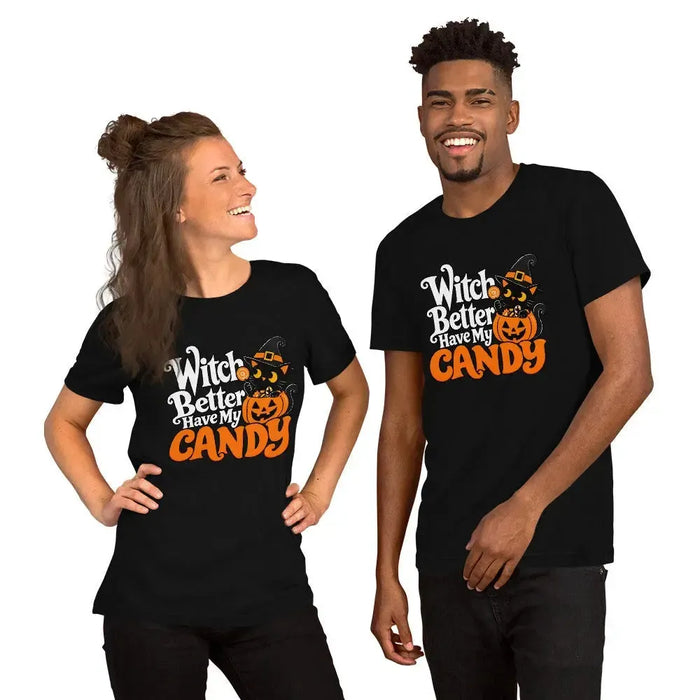 Witch Better Have My Candy T-Shirt - Halloween Black Cat and Pumpkin Graphic Tee