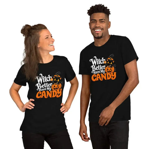 Witch Better Have My Candy T-Shirt - Halloween Black Cat and Pumpkin Graphic Tee - Image 4