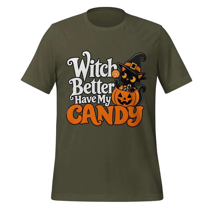 Witch Better Have My Candy T-Shirt - Halloween Black Cat and Pumpkin Graphic Tee