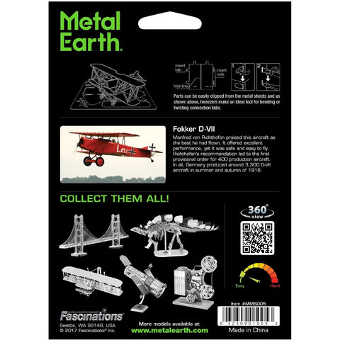 World War I [German Air Force] - Fokker D-VII Fighter Aircraft Figure Model Kit (Steel, Easy Difficulty) - Fascinations - Metal Earth Series - (2024) - Image 3