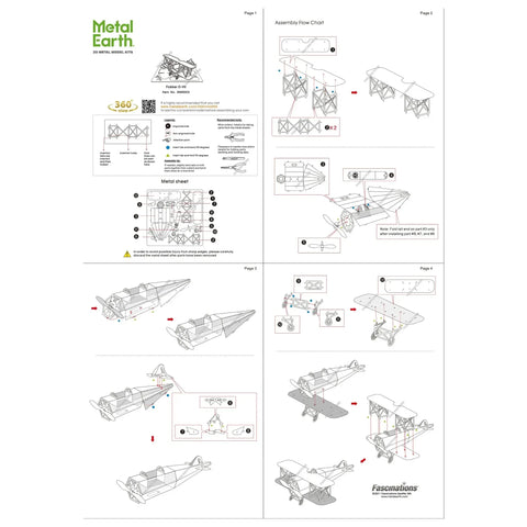 World War I [German Air Force] - Fokker D-VII Fighter Aircraft Figure Model Kit (Steel, Easy Difficulty) - Fascinations - Metal Earth Series - (2024) - Image 6