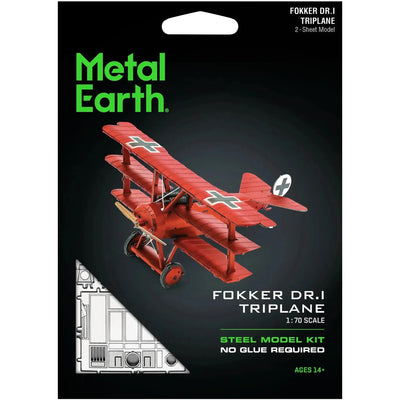 World War I [German Air Force] - Fokker Dr.I Triplane Fighter Aircraft Figure Model Kit (1:70 Scale, Steel, Moderate Difficulty) - Fascinations - Metal Earth Series - (2023)