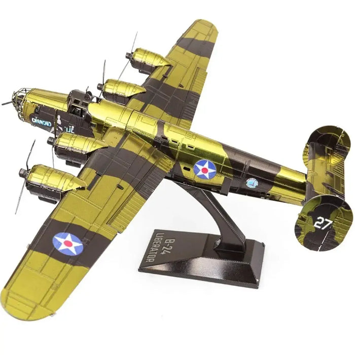 World War II - B-24 Liberator American Bomber Plane Figure Model Kit (1:156 Scale, Steel, Challenging Difficulty) - Fascinations - Metal Earth Series1