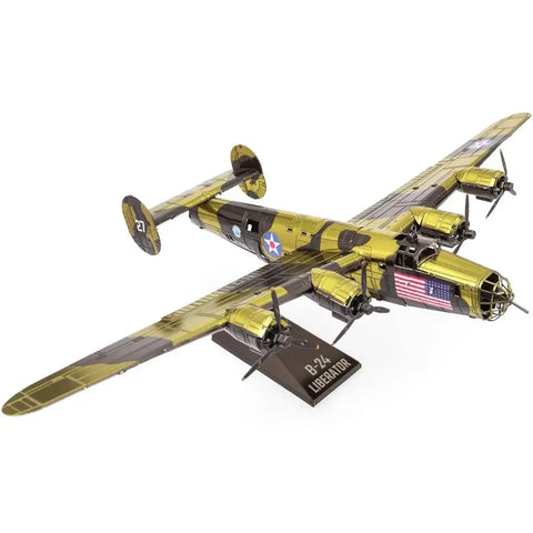 World War II - B-24 Liberator American Bomber Plane Figure Model Kit (1:156 Scale, Steel, Challenging Difficulty) - Fascinations - Metal Earth Series1