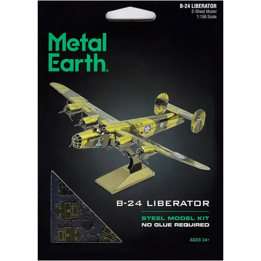 World War II - B-24 Liberator American Bomber Plane Figure Model Kit (1:156 Scale, Steel, Challenging Difficulty) - Fascinations - Metal Earth Series1