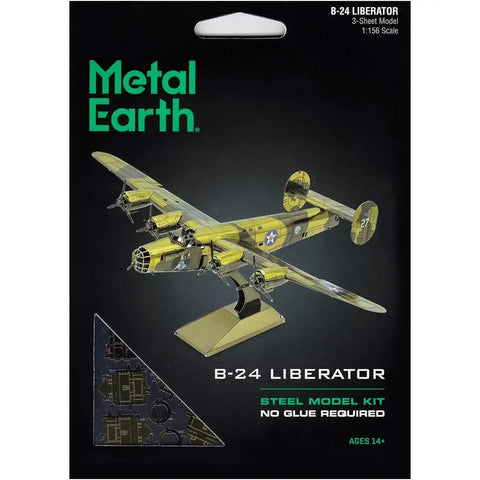 World War II - B-24 Liberator American Bomber Plane Figure Model Kit (1:156 Scale, Steel, Challenging Difficulty) - Fascinations - Metal Earth Series1
