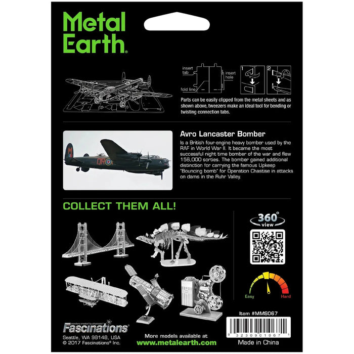 World War II [British Royal Air Force] - Avro Lancaster Bomber Plane Figure Model Kit (Steel, Easy Difficulty) - Fascinations - Metal Earth Series - (2023)