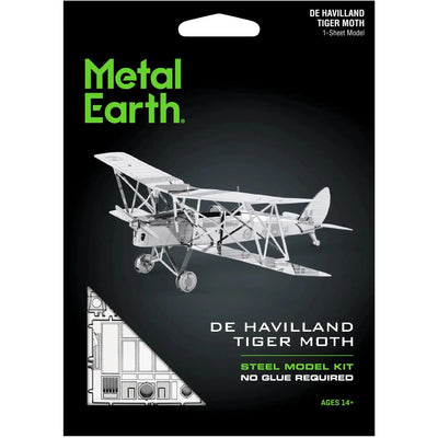 World War II [British Royal Air Force] - de Havilland Tiger Moth Plane Figure Model Kit (Steel, Easy Difficulty) - Fascinations - Metal Earth Series - (2022)