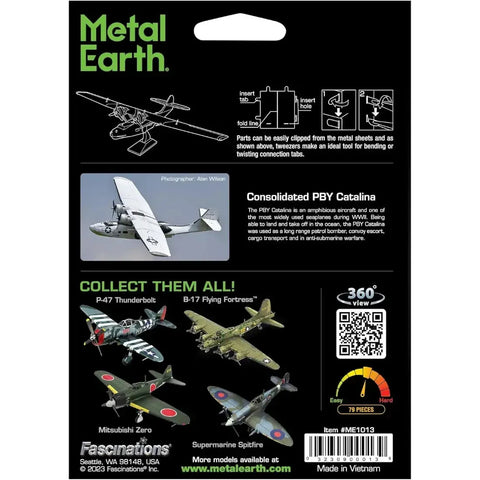 World War II - Consolidated PBY Catalina American Plane Boat Figure Model Kit (1:94 Scale, Steel, Moderate Difficulty) - Fascinations - Metal Earth Series