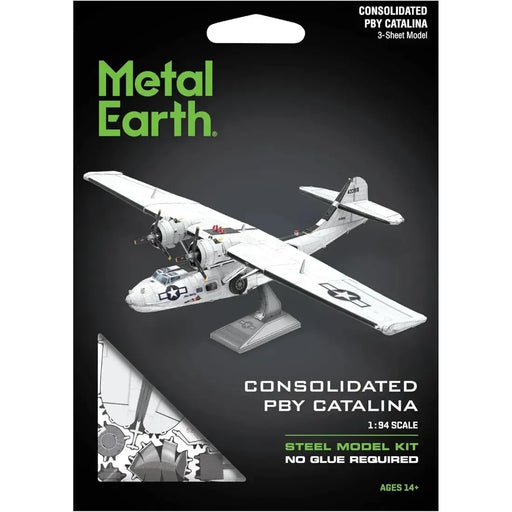 World War II - Consolidated PBY Catalina American Plane Boat Figure Model Kit (1:94 Scale, Steel, Moderate Difficulty) - Fascinations - Metal Earth Series