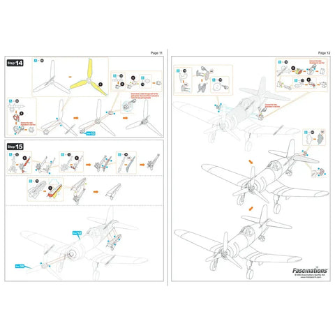 World War II - F4U Corsair American Plane Figure Model Kit (1:74 Scale, Steel, Challenging Difficulty) - Fascinations - Metal Earth Series