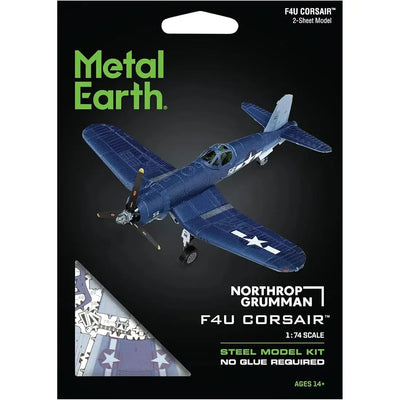 World War II - F4U Corsair American Plane Figure Model Kit (1:74 Scale, Steel, Challenging Difficulty) - Fascinations - Metal Earth Series