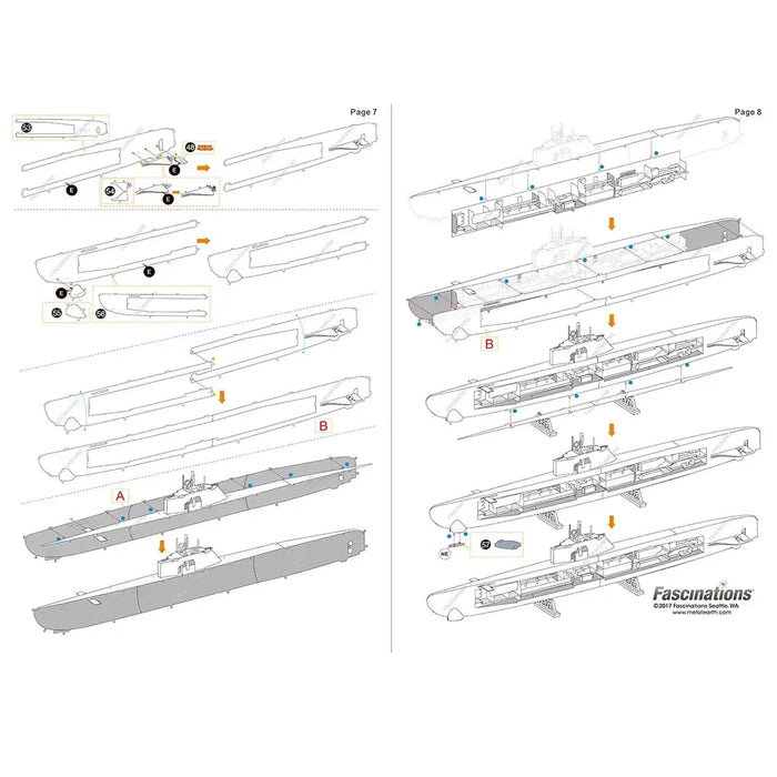 World War II - German U-Boat Type XXI Ship Figure Model Kit (1:74 Scale, Steel, Challenging Difficulty) - Fascinations - Metal Earth Series