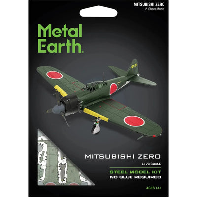 World War II [Imperial Japanese Navy] - Mitsubishi Zero (Colored) Plane 3D Figure Model Kit (1:76 Scale, Steel, Moderate Difficulty) - Fascinations - Metal Earth Series - (2023)