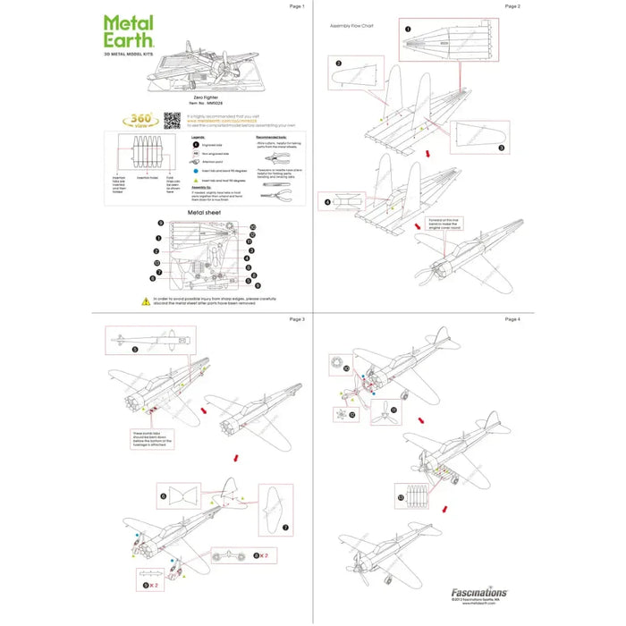 World War II [Imperial Japanese Navy] - Mitsubishi Zero Plane Figure Model Kit (Steel, Moderate Difficulty) - Fascinations - Metal Earth Series