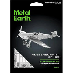 World War II - Messerschmitt Bf-109 German Plane Figure Model Kit (Steel, Moderate Difficulty) - Fascinations - Metal Earth Series
