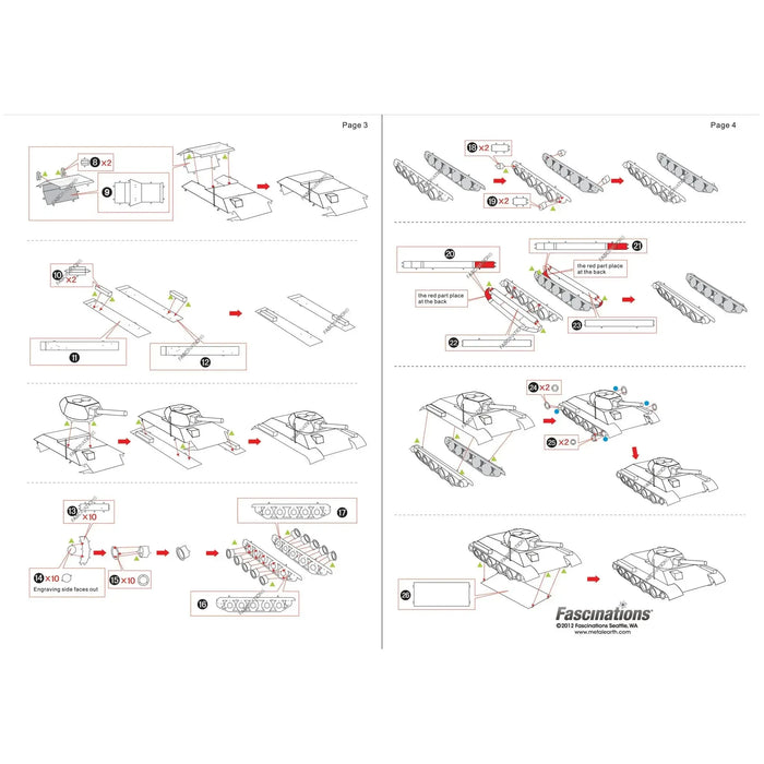 World War II [Soviet Union] - T-34 Tank Figure Model Kit (Steel, Moderate Difficulty) - Fascinations - Metal Earth Series - (2022)