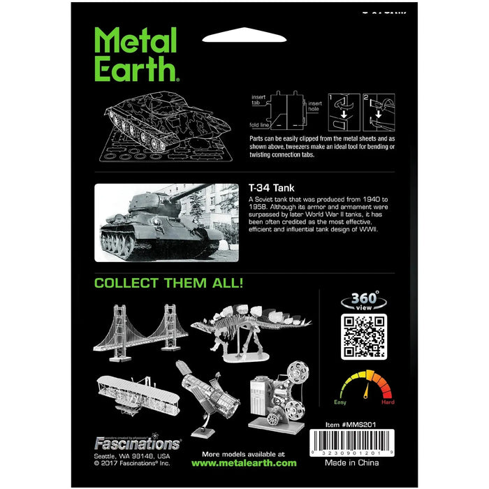 World War II [Soviet Union] - T-34 Tank Figure Model Kit (Steel, Moderate Difficulty) - Fascinations - Metal Earth Series - (2022)