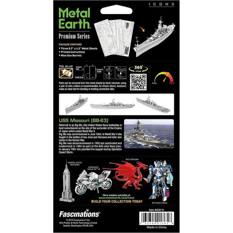 World War II [The United States Navy] - Unpainted USS Missouri BB-63 Battleship Figure Model Kit (Steel, Expert Difficulty) - Fascinations - Metal Earth Premium Series