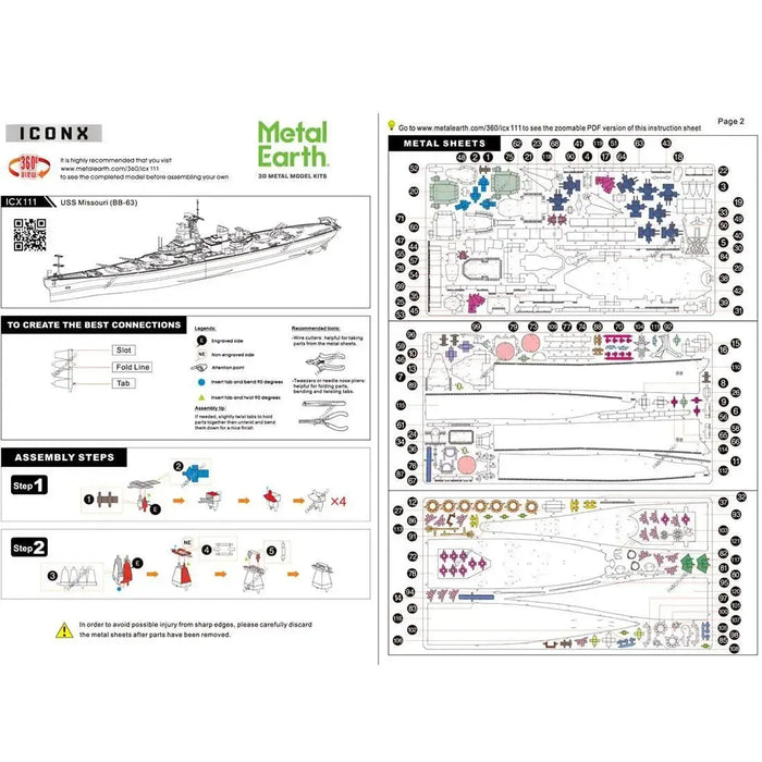 World War II [The United States Navy] - Unpainted USS Missouri BB-63 Battleship Figure Model Kit (Steel, Expert Difficulty) - Fascinations - Metal Earth Premium Series