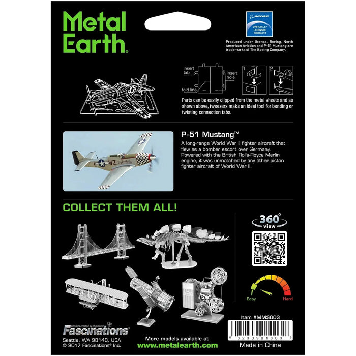 World War II [United States Air Force] - P-51 Mustang Fighter Aircraft Figure Model Kit (Steel, Easy Difficulty) - Fascinations - Metal Earth Series - (2024)