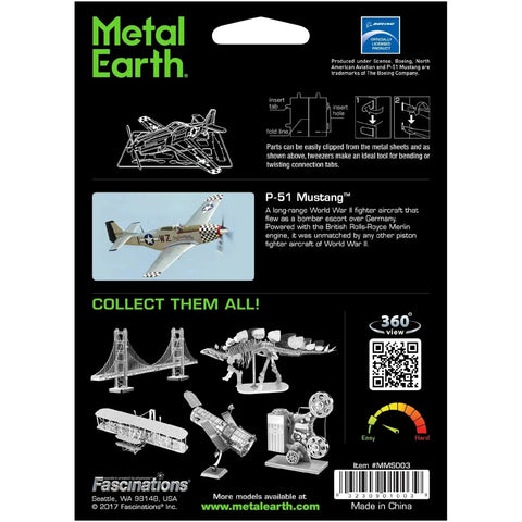 World War II [United States Air Force] - P-51 Mustang Fighter Aircraft Figure Model Kit (Steel, Easy Difficulty) - Fascinations - Metal Earth Series - (2024) - Image 3