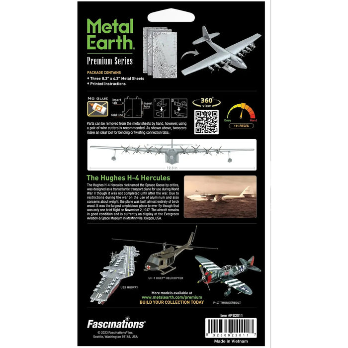 World War II [United States Army Air Forces] - Hughes H-4 Hercules "The Spruce Goose" Aircraft Figure Model Kit (1:210 Scale, Steel, Hard Difficulty) - Fascinations - Metal Earth Premium Series - (2023)