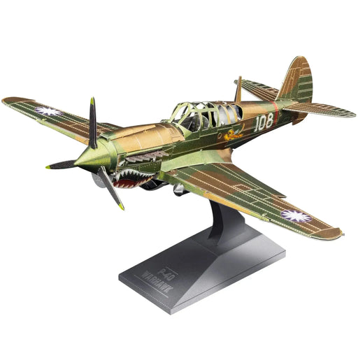 World War II [United States Army Air Forces] - P-40 Warhawk Fighter Aircraft Figure Model Kit (1:88 Scale, Steel, Moderate Difficulty) - Fascinations - Metal Earth Series - (2023)