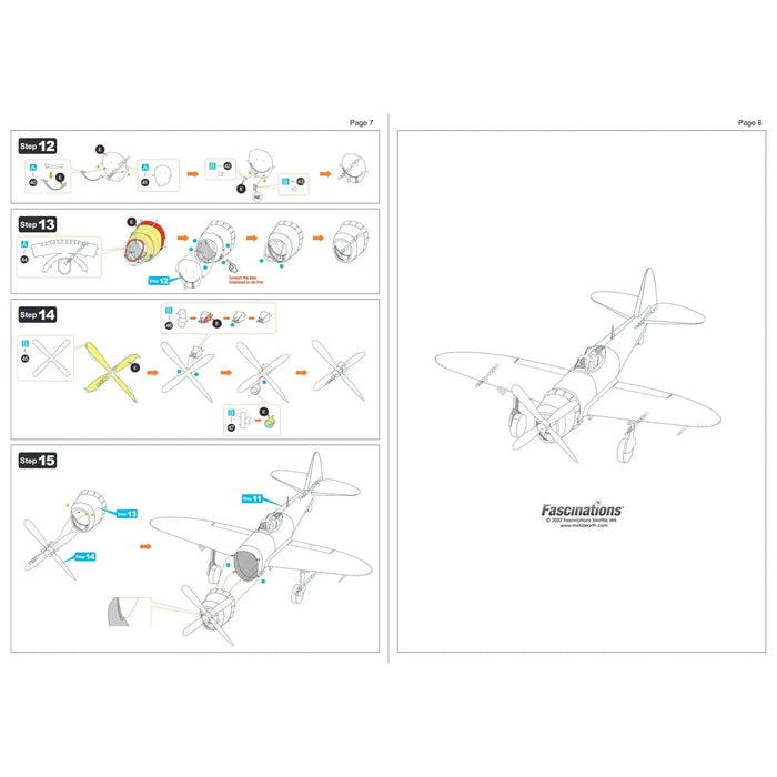 World War II [United States Army Air Forces] - Republic P-47 Thunderbolt Aircraft 3D Figure Model Kit (1:94 Scale, Steel, Moderate Difficulty) - Fascinations - Metal Earth Series - (2024)