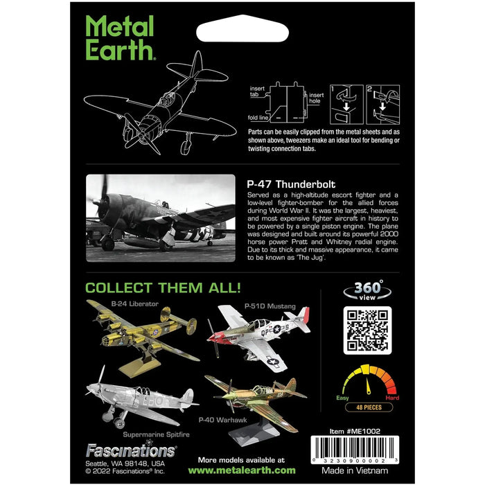 World War II [United States Army Air Forces] - Republic P-47 Thunderbolt Aircraft 3D Figure Model Kit (1:94 Scale, Steel, Moderate Difficulty) - Fascinations - Metal Earth Series - (2024)