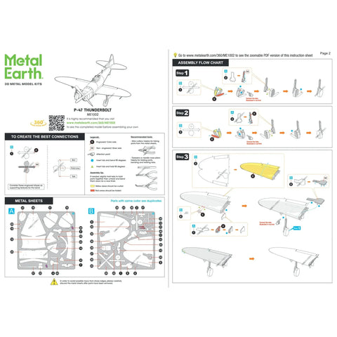 World War II [United States Army Air Forces] - Republic P-47 Thunderbolt Aircraft 3D Figure Model Kit (1:94 Scale, Steel, Moderate Difficulty) - Fascinations - Metal Earth Series - (2024) - Image 7