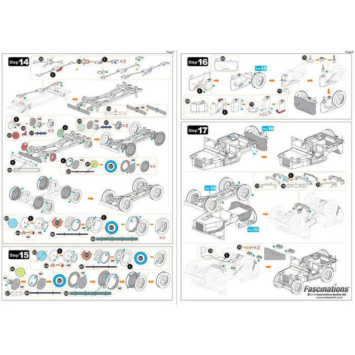 World War II - Unpainted Willys Overland Jeep Car Figure Model Kit (Steel, Challenging Difficulty) - Fascinations - Metal Earth Premium Series