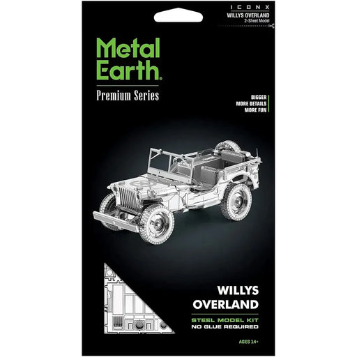 World War II - Unpainted Willys Overland Jeep Car Figure Model Kit (Steel, Challenging Difficulty) - Fascinations - Metal Earth Premium Series