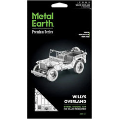 World War II - Unpainted Willys Overland Jeep Car Figure Model Kit (Steel, Challenging Difficulty) - Fascinations - Metal Earth Premium Series