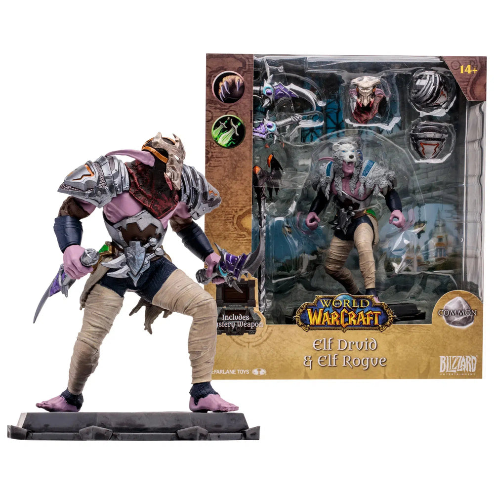 World of Warcraft - Elf Druid & Eld Rogue Action Figure with Mystery Weapon (7") - McFarlane Toys