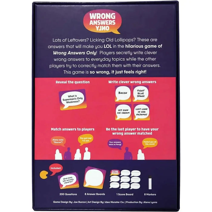 Wrong Answers Only - Party Humor Card Game for Family, and Adults (4-8 Players, Ages 14+) - Gray Matters Games