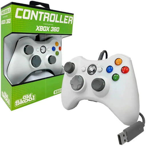 Xbox 360 - White Wired Controller (7' Cable) - Old Skool