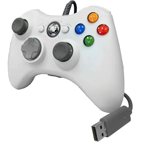Xbox 360 - White Wired Controller (7' Cable) - Old Skool