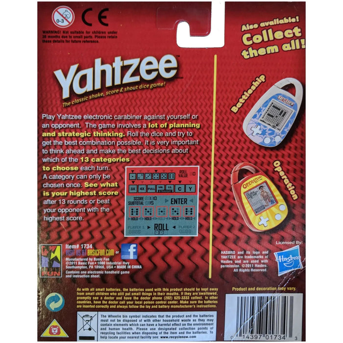 Yahtzee - Electronic Carabiner Edition Handheld Electronic Dice Game (1+ Players, Ages 8+) - Basic Fun [Hasbro] - (2011)