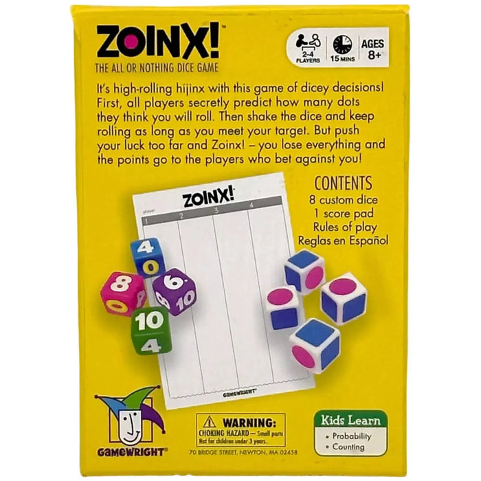 Zoinx Zoinx! The All or Nothing Dice Game - Math Game (2-4, 8+) — Poggers